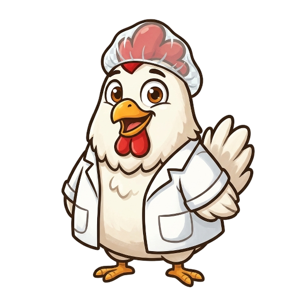 Central Valley Ignition poultry mascot — a smiling chicken in an inspector lab coat and hairnet